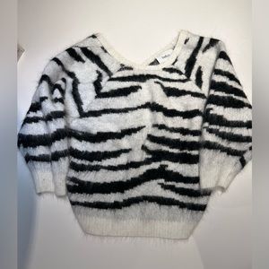 BA&SH Pull Zaya Zebra Print Mohair Twist